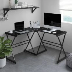 Rta Products- L Techni Mobili L-Shaped Glass Computer Desk, Black -Boraam Industries Shop e4b16fca00c274b4 0445 w800 h800 b0 p0