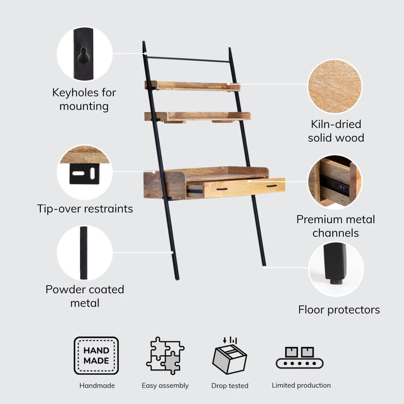 Madeleine Home Inc. Champier Ladder Desk, Natural 14 Madeleine Home Inc. Champier Ladder Desk, Natural - Image 12