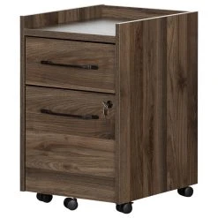 Decor Love Mobile File Cabinet, Lockable Design With Drawers & Metal Pulls, Natural Walnut