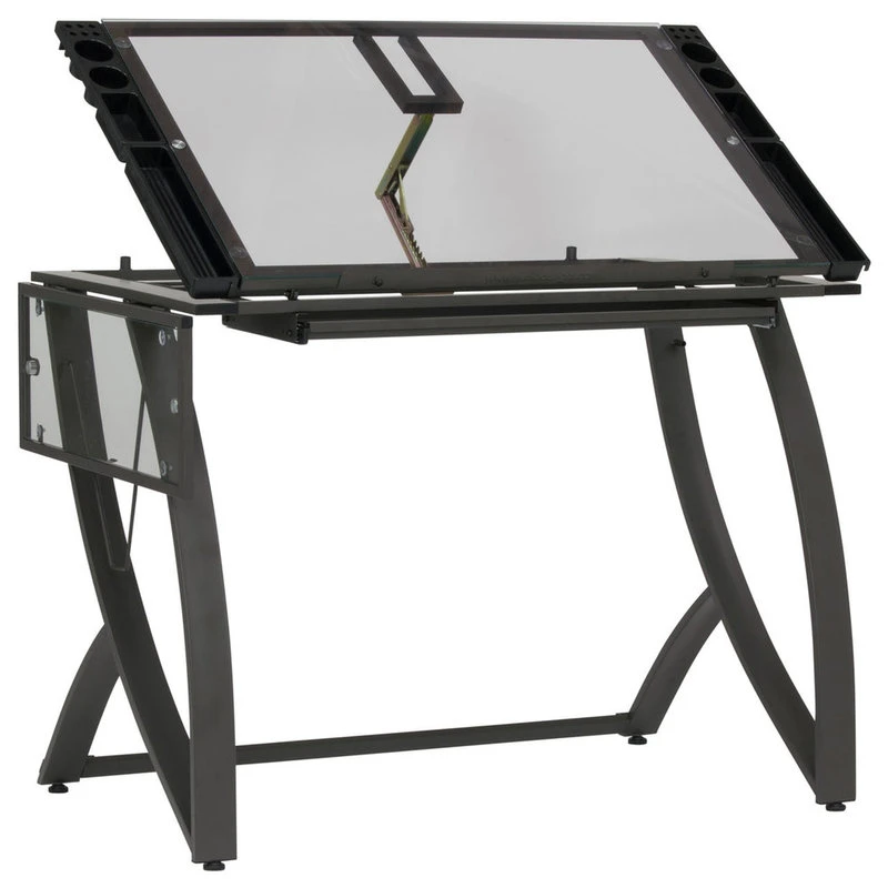 Studio Designs Luxe Drawing, Drafting, Craft Table, Drawer/Folding Side Shelf, Pewter Gray 4 Studio Designs Luxe Drawing, Drafting, Craft Table, Drawer/Folding Side Shelf, Pewter Gray - Image 2