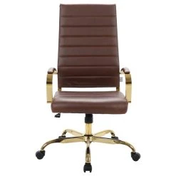 Leisuremod Benmar High-Back Mid Century Modern Leather Office Chair Gold Frame, -Boraam Industries Shop e84184ab00259cbf 7645 w800 h800 b1 p0