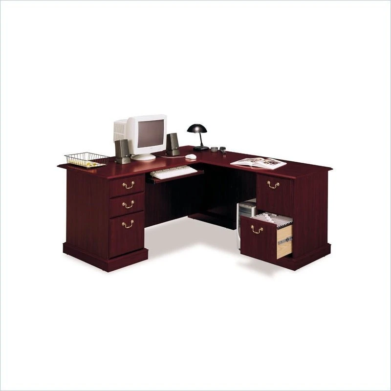 Bush Business Furniture Bush Furniture Saratoga L Shaped Computer Desk In Harvest Cherry 4 Bush Business Furniture Bush Furniture Saratoga L Shaped Computer Desk In Harvest Cherry - Image 2