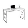 Monarch Computer Desk Home Office Laptop Work Metal Laminate Glossy White Chrome