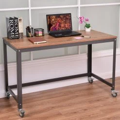 Costway Rolling Computer Desk Metal Frame PC Laptop Table Wood Top Workstation -Boraam Industries Shop eab18b460beea11e 2996 w800 h800 b0 p0