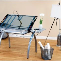 Offex Futura Craft Station With Folding Shelf, Silver/Blue -Boraam Industries Shop ec21612109c8d243 3673 w800 h800 b0 p0