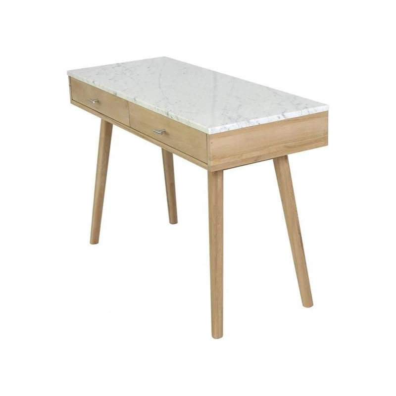 The Bianco Collection Viola 44" Rectangular Italian Carrara White Marble Writing Desk, Oak, 15" Wide 3 The Bianco Collection Viola 44" Rectangular Italian Carrara White Marble Writing Desk, Oak, 15" Wide