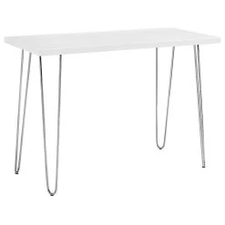 Walker Edison 42" Hairpin Leg Wood Writing Desk, White