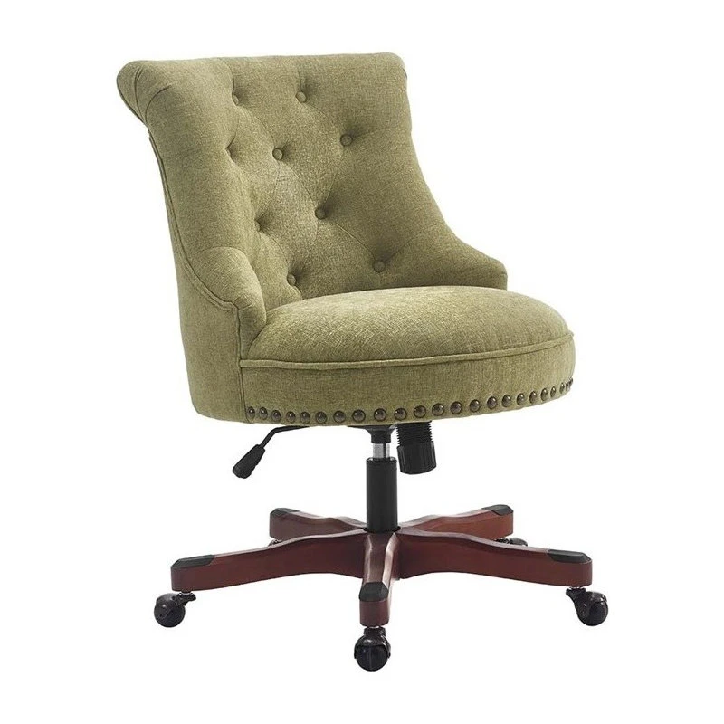 Linon Home Decor Products Linon Sinclair Wood Upholstered Office Chair In Green 3 Linon Home Decor Products Linon Sinclair Wood Upholstered Office Chair In Green