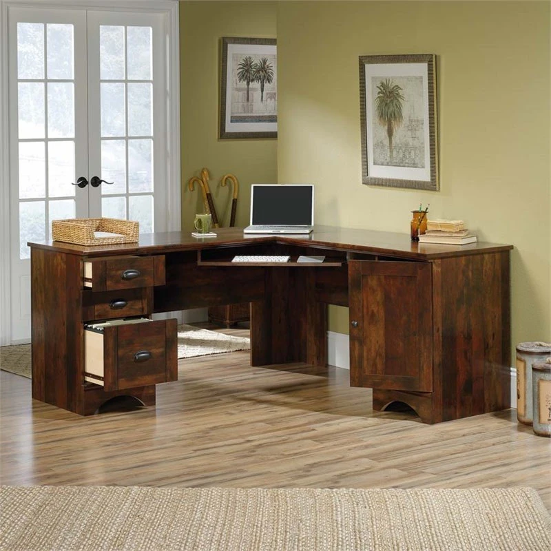 Sauder Harbor View Corner Traditional Wood Computer Desk In Curado Cherry 5 Sauder Harbor View Corner Traditional Wood Computer Desk In Curado Cherry - Image 3