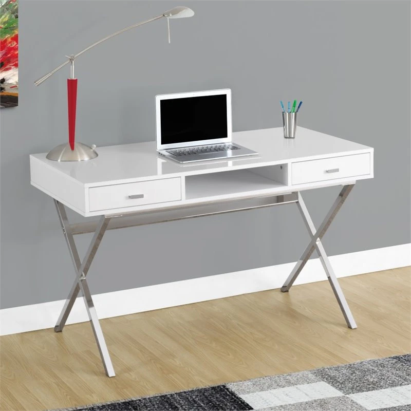 Monarch Computer Desk Home Office Laptop 48"L Work Metal Glossy White 4 Monarch Computer Desk Home Office Laptop 48"L Work Metal Glossy White - Image 2