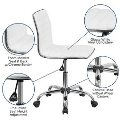 Delacora FF-DS-512B Vinyl Mid Back Adjustable Desk Chair - White 9 Delacora FF-DS-512B Vinyl Mid Back Adjustable Desk Chair - White -Boraam Industries Shop f0213166000b4069 2016 w800 h800 b1 p0