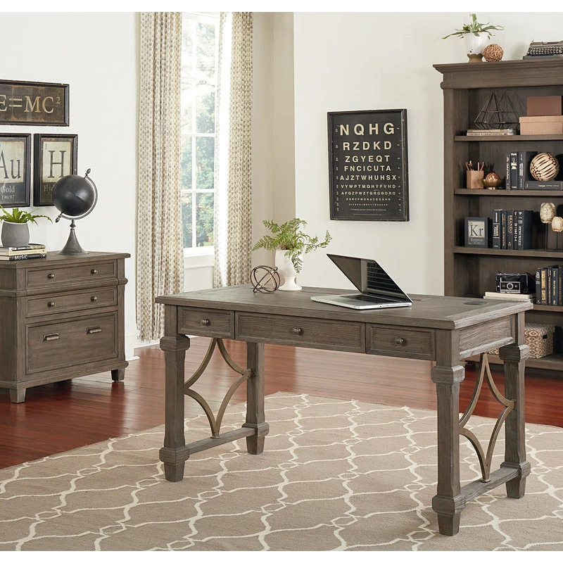 Martin Furniture Carson Traditional Wood Writing Desk In Weathered Dove 4 Martin Furniture Carson Traditional Wood Writing Desk In Weathered Dove - Image 2