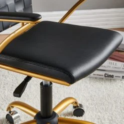 LUXMOD Classy Goldtone Adjustable Swivel Ergonomic Desk Chair, Black -Boraam Industries Shop f0f1bcc102ce3927 9196 w800 h800 b0 p0