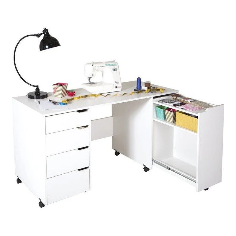South Shore Furniture South Shore Modern Metal Crea Sewing Craft Table On Wheels In Pure White 3 South Shore Furniture South Shore Modern Metal Crea Sewing Craft Table On Wheels In Pure White