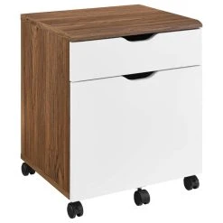 Modway Envision Wood File Cabinet With Plastic Casters In Walnut/White
