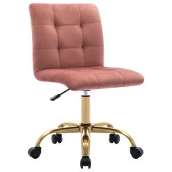 Duhome Elegant Lifestyle Square Tufted Desk Rolling Chair, Pink-Velvet