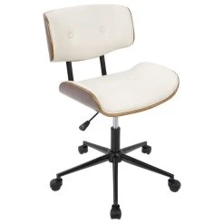 Lumisource Lombardi Mid-Century Modern Adjustable Office Chair With Swivel, Walnut/Cream -Boraam Industries Shop f2e1baae02957aab 5671 w800 h800 b1 p0