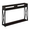 Convenience Concepts Tucson Deluxe 2 Tier Console Table In Espresso Wood Finish And Black Frame