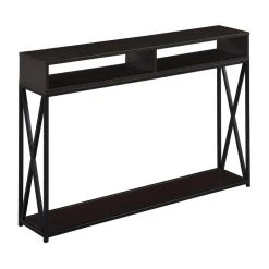 Convenience Concepts Tucson Deluxe 2 Tier Console Table In Espresso Wood Finish And Black Frame