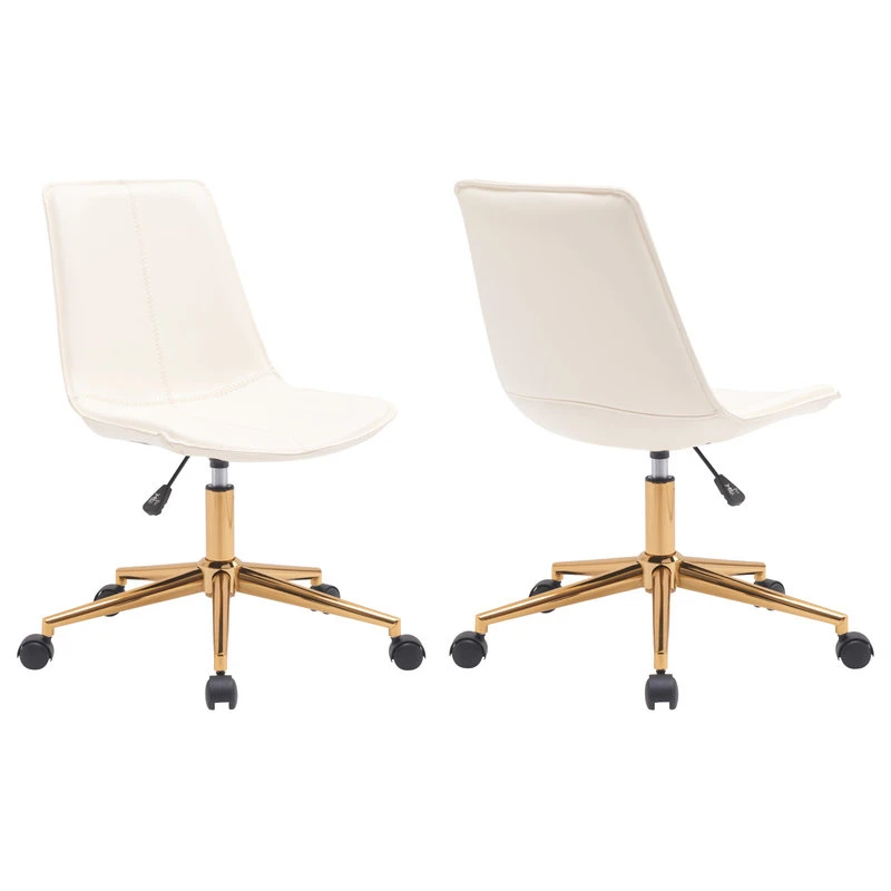 Plata Import LLC Slope Leather Swivel Office Chair, White 5 Plata Import LLC Slope Leather Swivel Office Chair, White - Image 3