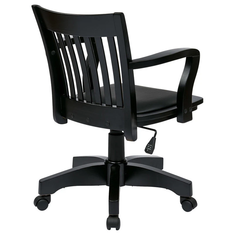Office Star Products Deluxe Wood Banker's Chair With Vinyl Padded Seat, Black 5 Office Star Products Deluxe Wood Banker's Chair With Vinyl Padded Seat, Black - Image 3