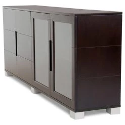 Zuri Furniture 72.5” Modern Hayes Dark Walnut Wood Cabinet 2 Glass Doors 2 Wood Doors -Boraam Industries Shop f3f1f849039776c1 8170 w800 h800 b1 p0
