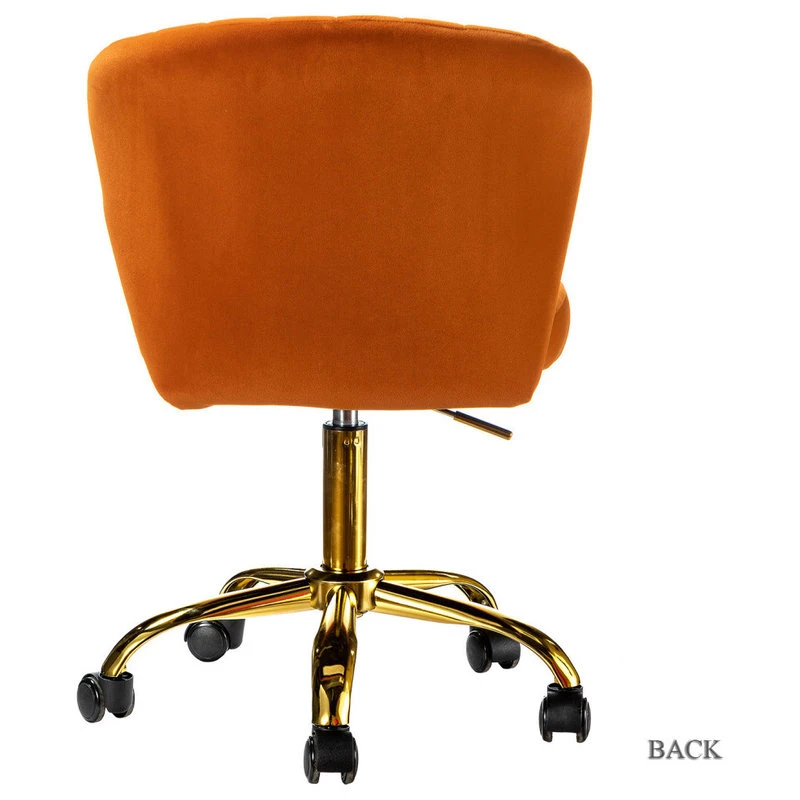 Karat Home Swivel Task Chair With Tufted Back, Orange 6 Karat Home Swivel Task Chair With Tufted Back, Orange - Image 4