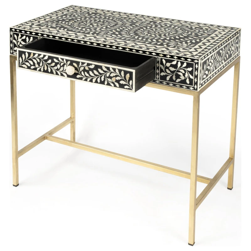 Butler Specialty Company Butler Perilla Black And White Bone Inlay Writing Desk 3 Butler Specialty Company Butler Perilla Black And White Bone Inlay Writing Desk