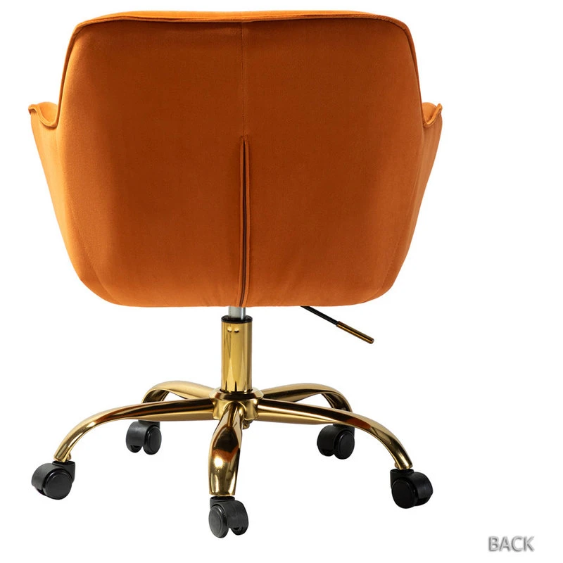 Karat Home Swivel Velvet Hight, Adjustable Task Chair With Tufted Back, Orange 7 Karat Home Swivel Velvet Hight, Adjustable Task Chair With Tufted Back, Orange - Image 5