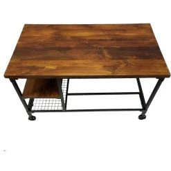 Benzara, Woodland Imprts, The Urban Port Industrial Design Office Computer Desk With Two Side Shelves, Brown And Antique -Boraam Industries Shop f771c6340c0960ee 5264 w800 h800 b1 p0