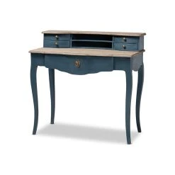 Wholesale Interiors Celestine French Provincial Blue Spruceed Wood Accent Writing Desk
