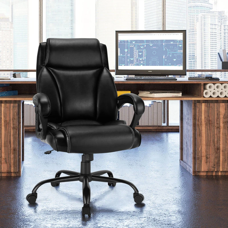 Costway 400 LBS Big & Tall Leather Office Chair Adjustable High Back Task Chair 4 Costway 400 LBS Big & Tall Leather Office Chair Adjustable High Back Task Chair - Image 2