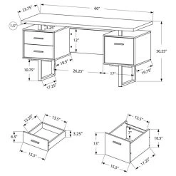 Monarch Computer Desk Home Office Laptop Storage Drawers 60"L Work Metal White -Boraam Industries Shop f8d1f9c409d67abb 3446 w800 h800 b1 p0 1 1