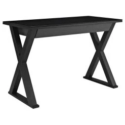 Walker Edison 48" Black Glass Computer Desk, Black