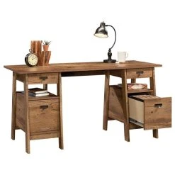 Sauder Trestle Executive Desk In Vintage Oak -Boraam Industries Shop fa61dbd70eddc808 6232 w800 h800 b1 p0