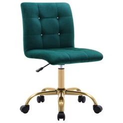Duhome Elegant Lifestyle Rhinestone Square Tufted Desk Chair, Atrovirens-Velvet