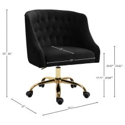 Meridian Furniture Arden Swivel And Adjustable Velvet Office Chair, Black, Rich Gold Base -Boraam Industries Shop fc21d26502682fa8 5383 w800 h800 b1 p0