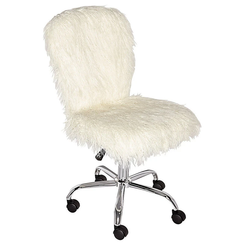 Linon Home Decor Products Linon Faux Flokati Armless Office Chair With White Finish 558255CHRM01 3 Linon Home Decor Products Linon Faux Flokati Armless Office Chair With White Finish 558255CHRM01