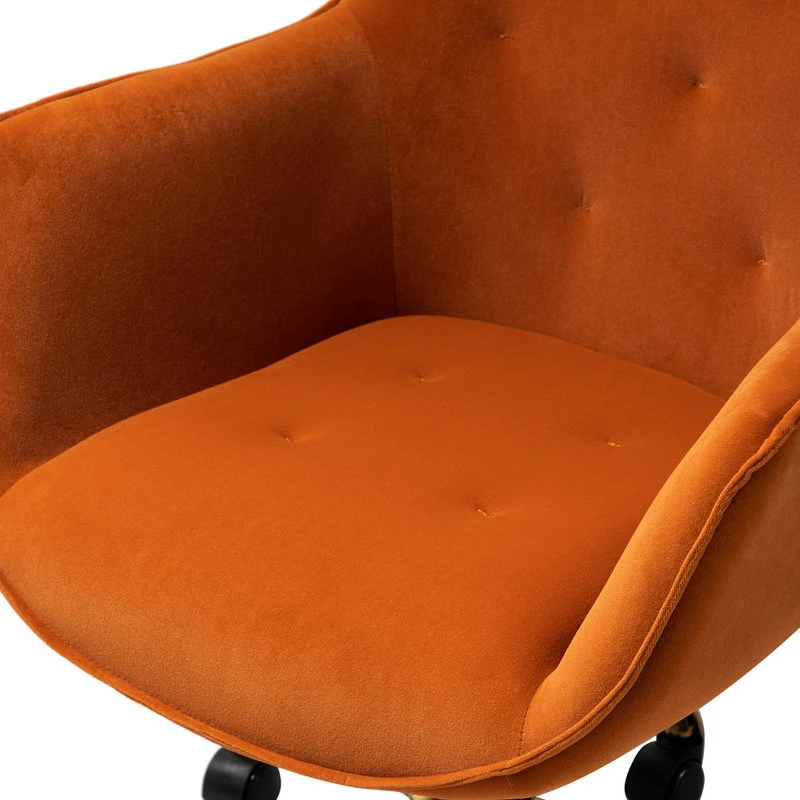 Karat Home Swivel Velvet Hight, Adjustable Task Chair With Tufted Back, Orange 8 Karat Home Swivel Velvet Hight, Adjustable Task Chair With Tufted Back, Orange - Image 6