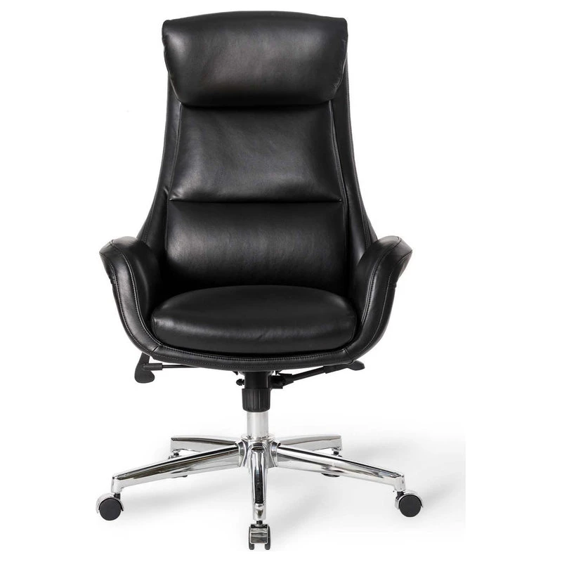 Glitzhome Mid-Century Modern Air Leatherette Adjustable Swivel High Back Office, Black 14 Glitzhome Mid-Century Modern Air Leatherette Adjustable Swivel High Back Office, Black - Image 12