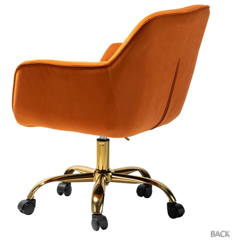 Karat Home Swivel Velvet Hight, Adjustable Task Chair With Tufted Back, Orange 6 Karat Home Swivel Velvet Hight, Adjustable Task Chair With Tufted Back, Orange - Image 4