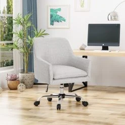 GDFStudio GDF Studio Morgan Mid Century Modern Fabric Home Office Chair With Chrome Base, Beige -Boraam Industries Shop ff81d71c01e132e3 4222 w800 h800 b0 p0