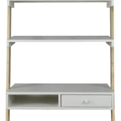 Yu Shan Co USA Ltd Freestanding Ladder Desk With Drawer, Solid American Maple Frame