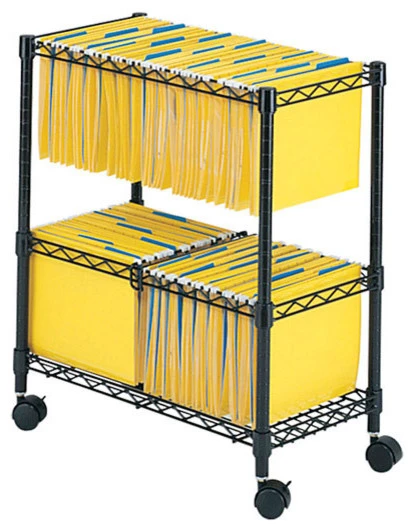 Safco Products Safco Two-Tier Mobile Metal File Cart In Black 3 Safco Products Safco Two-Tier Mobile Metal File Cart In Black