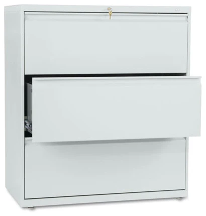 The HON Company 800 Series 3-Drawer Lateral File, 36"x19-1/4"x40-7/8", Light Gray 3 The HON Company 800 Series 3-Drawer Lateral File, 36"x19-1/4"x40-7/8", Light Gray