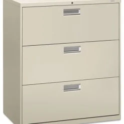 The HON Company 600 Series 3-Drawer Lateral File, 36"x19-1/4", Light Gray