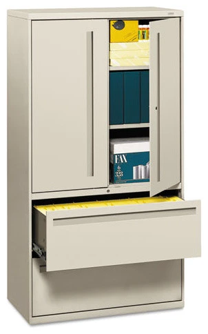 The HON Company 700 Series Lateral File With Storage Cabinet, 36"x19-1/4", Light Gray 3 The HON Company 700 Series Lateral File With Storage Cabinet, 36"x19-1/4", Light Gray