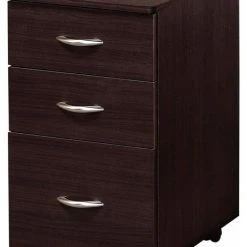 Benzara, Woodland Imprts, The Urban Port BM148328 Marlow File Cabinet With 3 Drawers, Espresso Brown