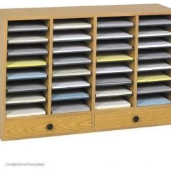 Safco Products Safco Medium Oak Wood Adjustable 32 Compartment File Organizer With Drawer