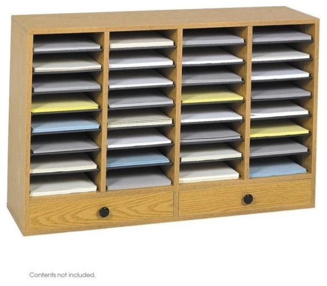 Safco Products Safco Medium Oak Wood Adjustable 32 Compartment File Organizer With Drawer 3 Safco Products Safco Medium Oak Wood Adjustable 32 Compartment File Organizer With Drawer